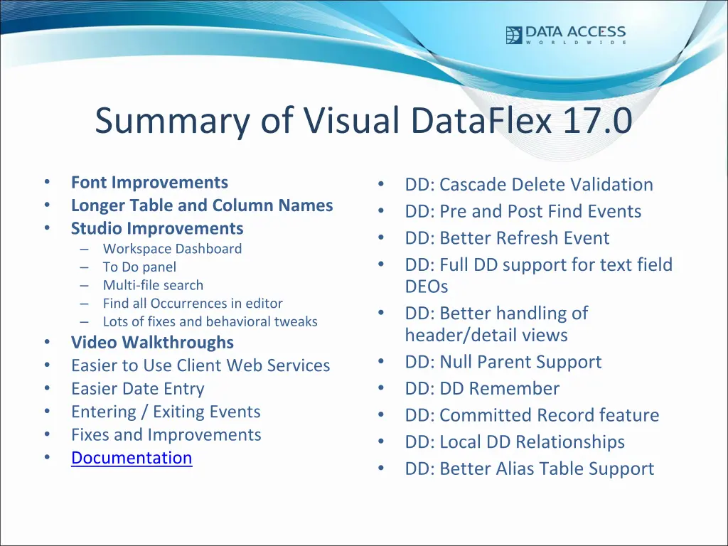 summary of visual dataflex 17 0