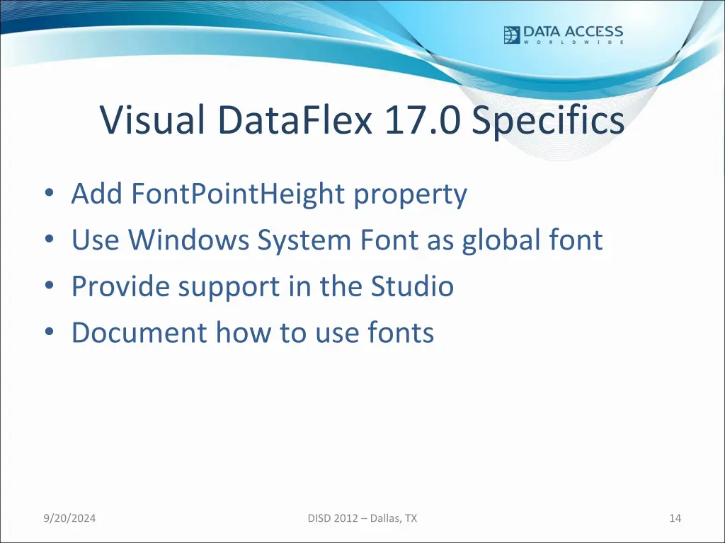 visual dataflex 17 0 specifics