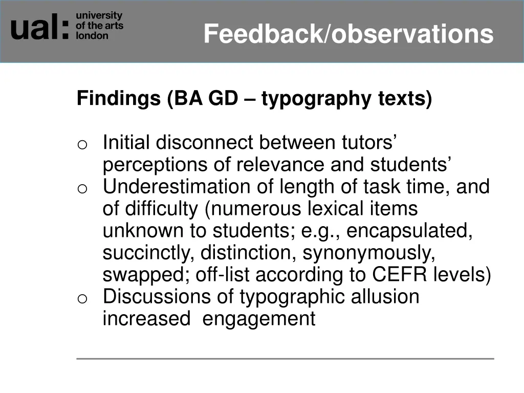 feedback observations