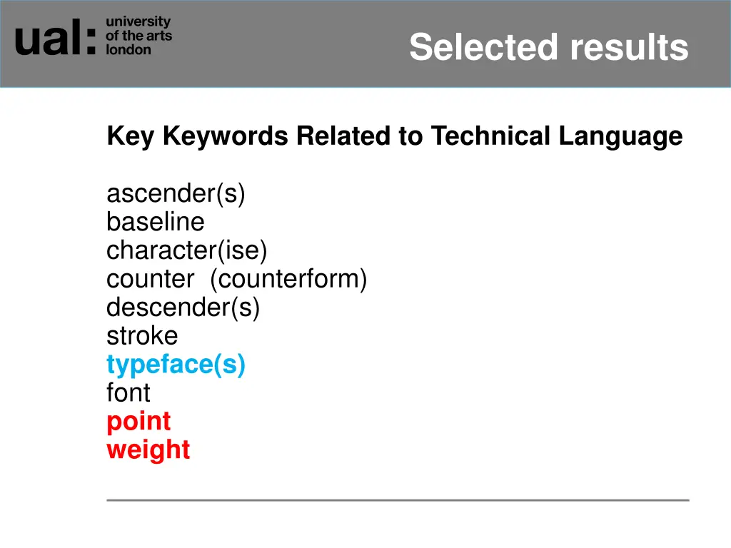 selected results