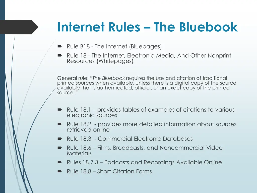 internet rules the bluebook