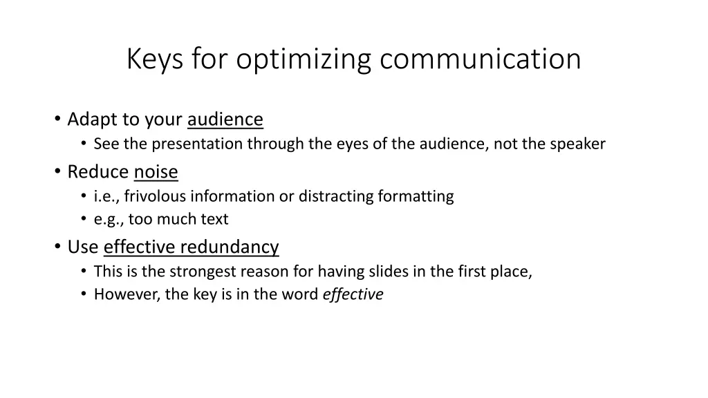 keys for optimizing communication