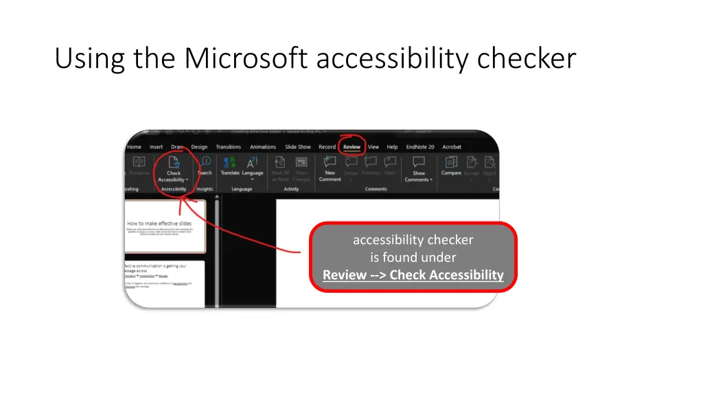 using the microsoft accessibility checker