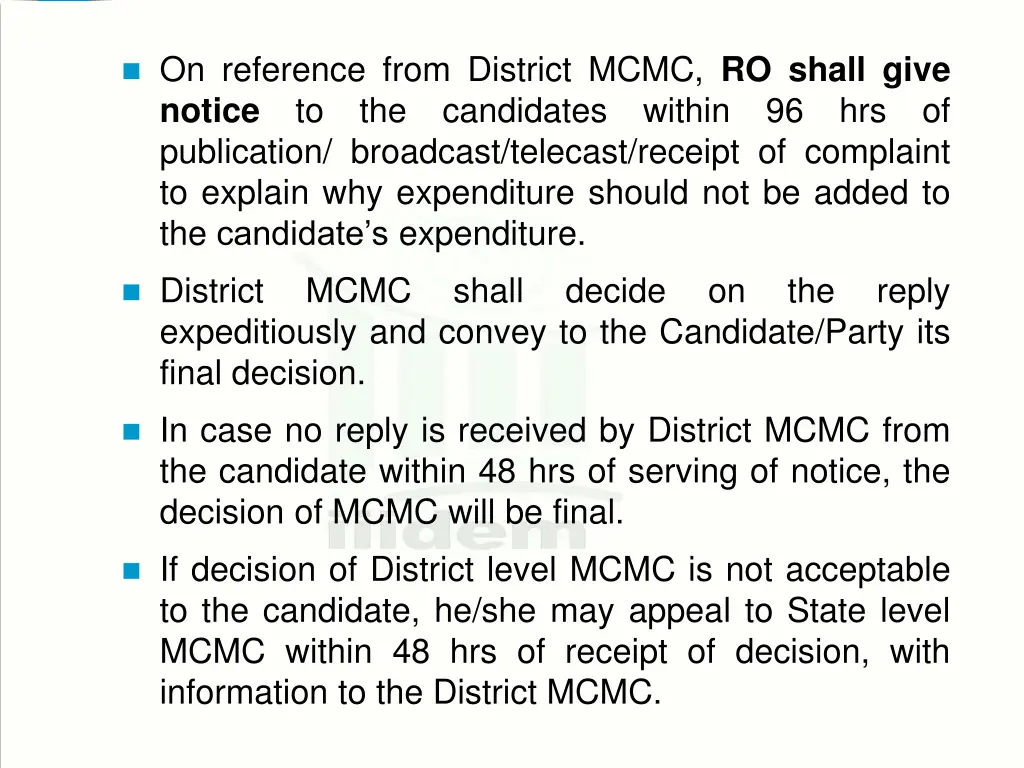 on reference from district mcmc ro shall give