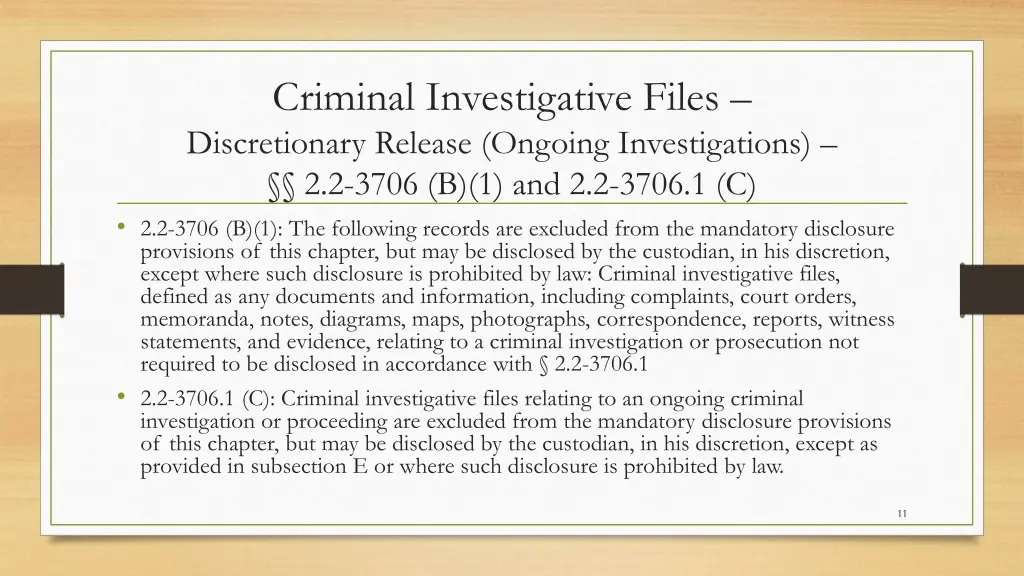 criminal investigative files discretionary