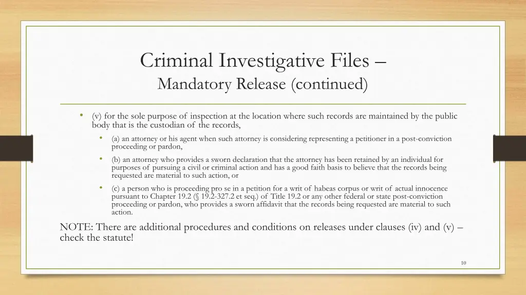 criminal investigative files mandatory release 1