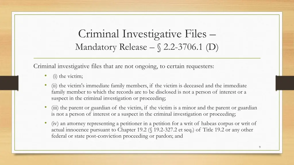 criminal investigative files mandatory release