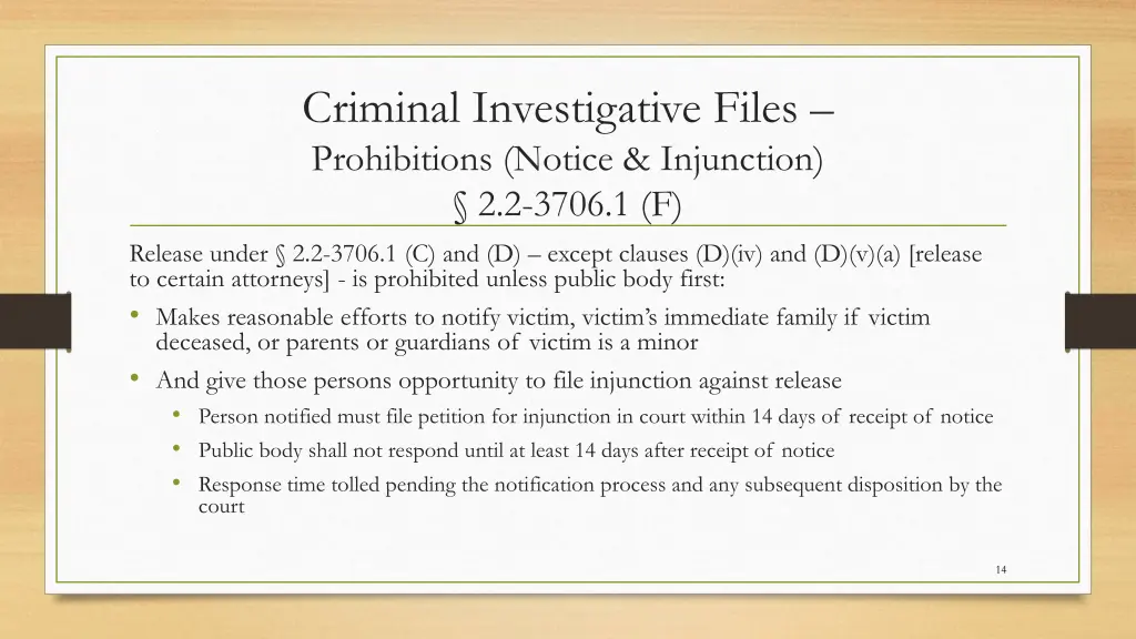 criminal investigative files prohibitions notice