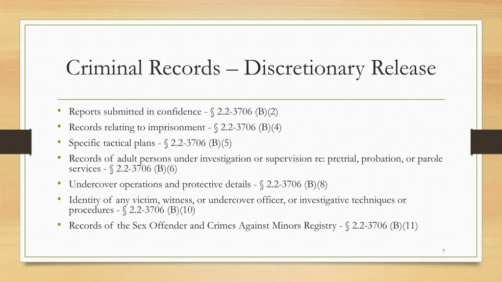 criminal records discretionary release