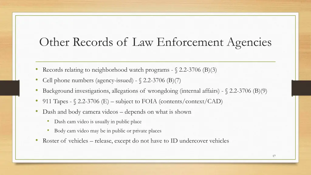 other records of law enforcement agencies