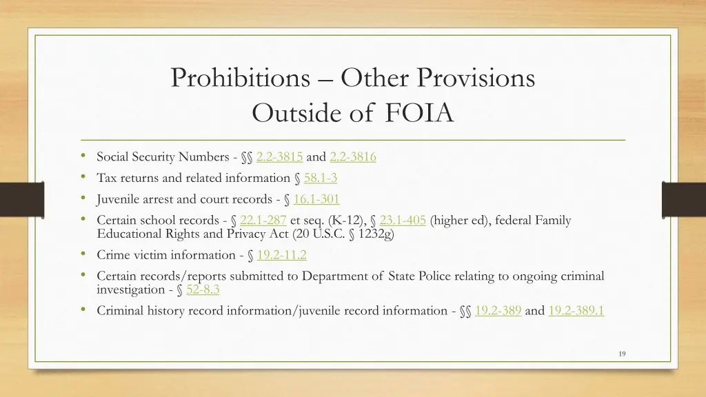 prohibitions other provisions outside of foia