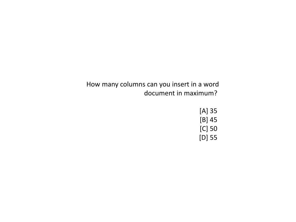 how many columns can you insert in a word 1