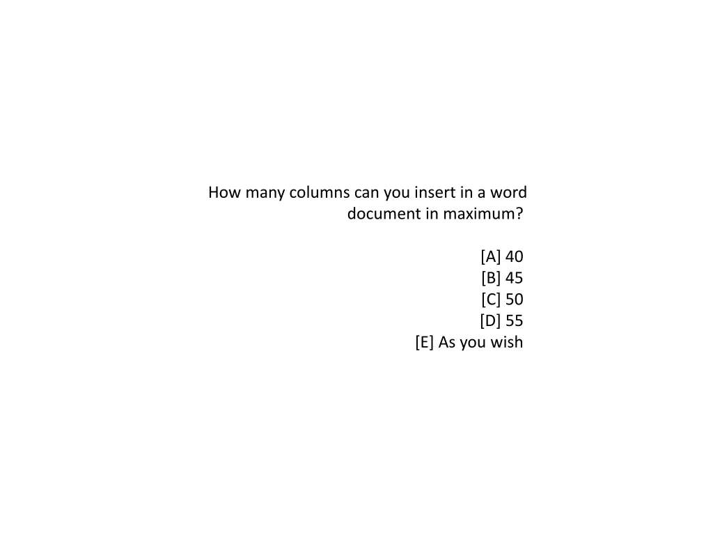 how many columns can you insert in a word