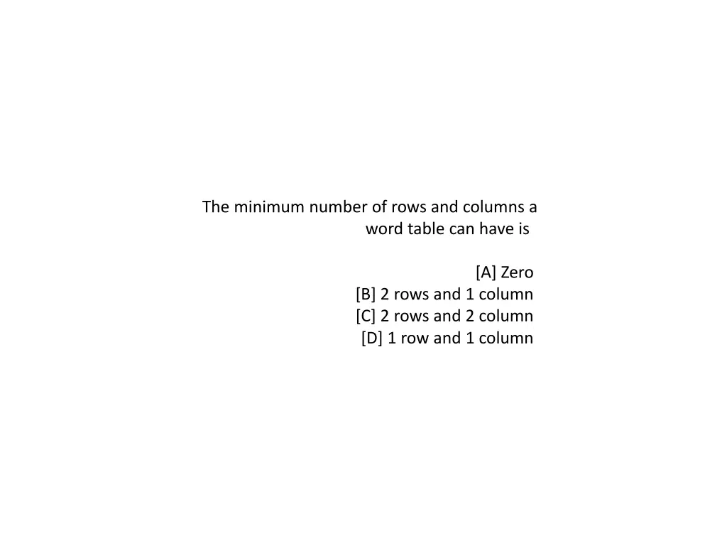 the minimum number of rows and columns a word