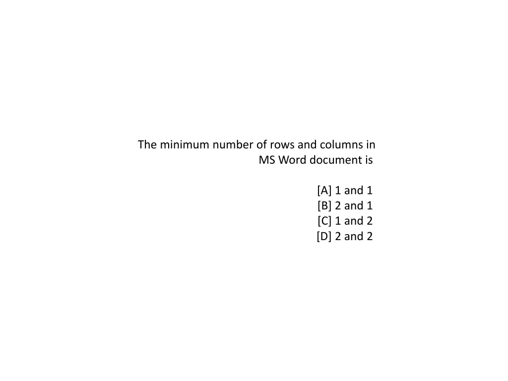 the minimum number of rows and columns in