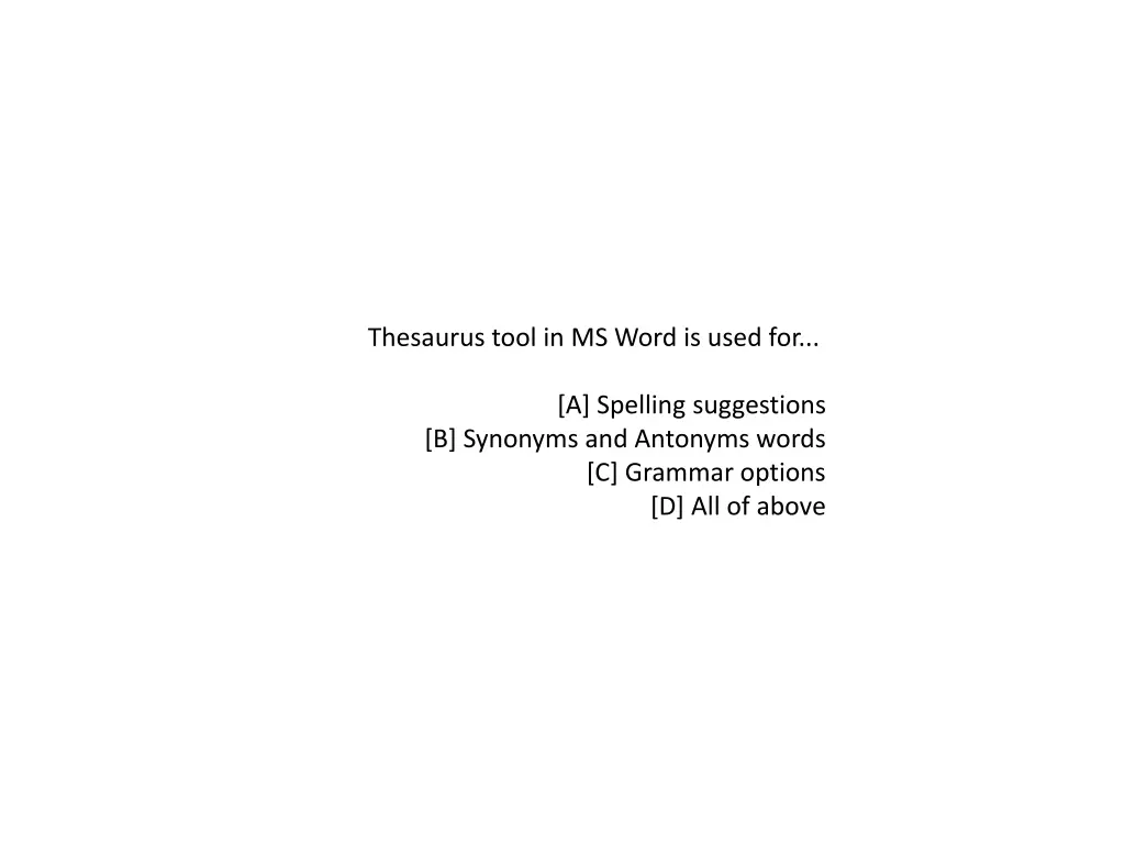 thesaurus tool in ms word is used for