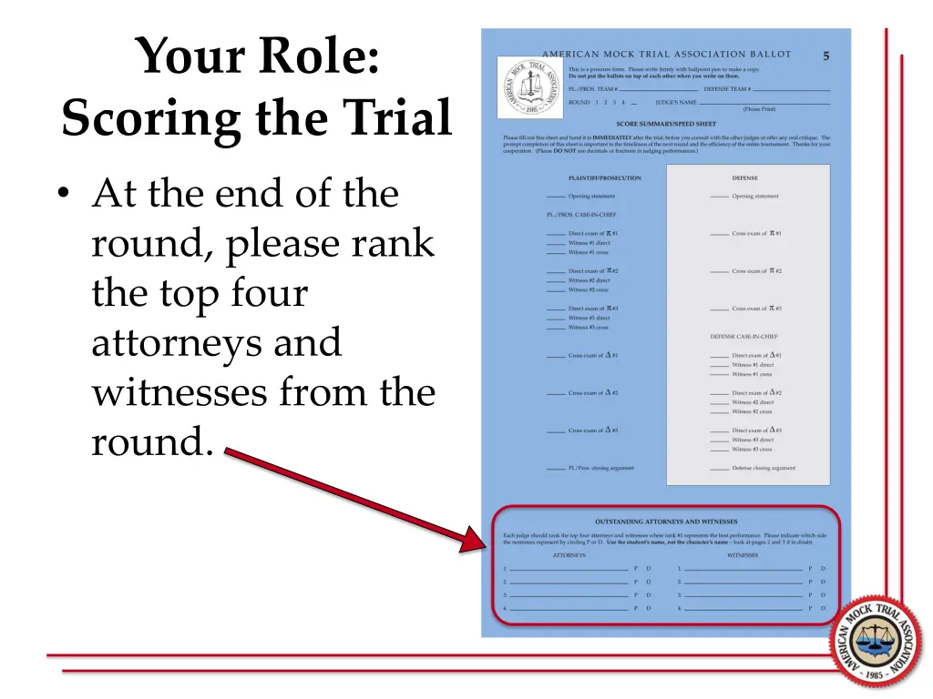 your role scoring the trial 2