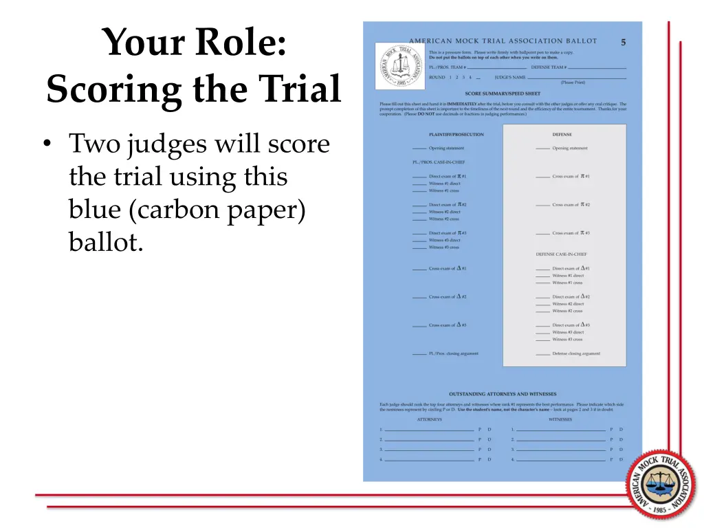 your role scoring the trial