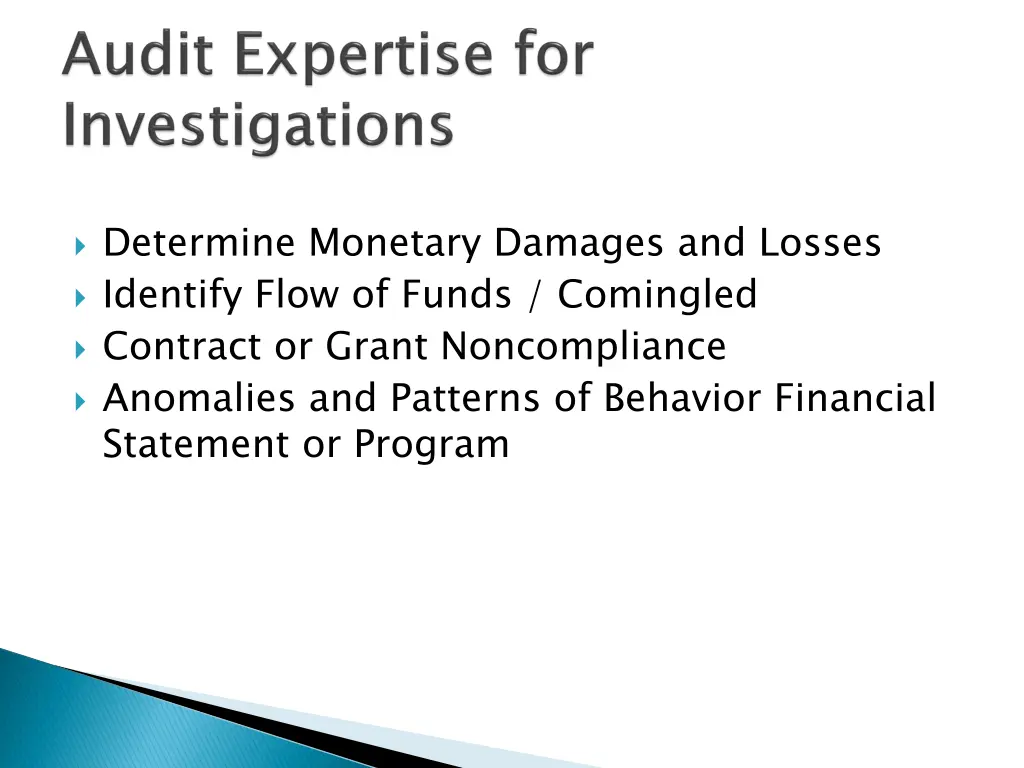 determine monetary damages and losses identify