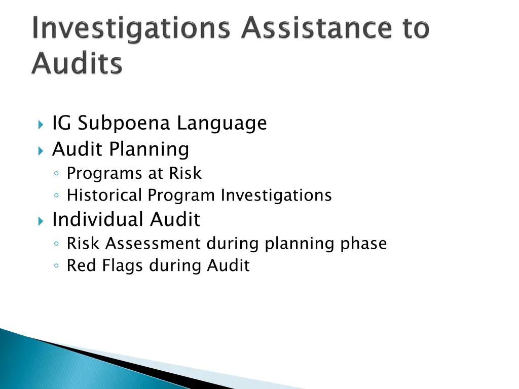 ig subpoena language audit planning programs