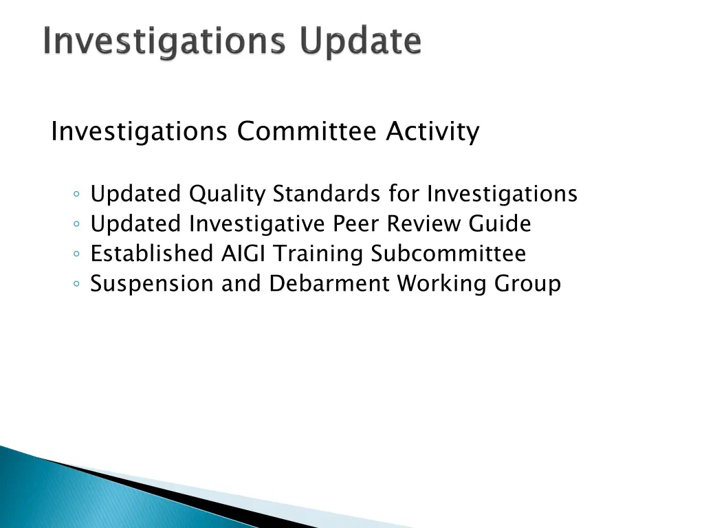 investigations committee activity