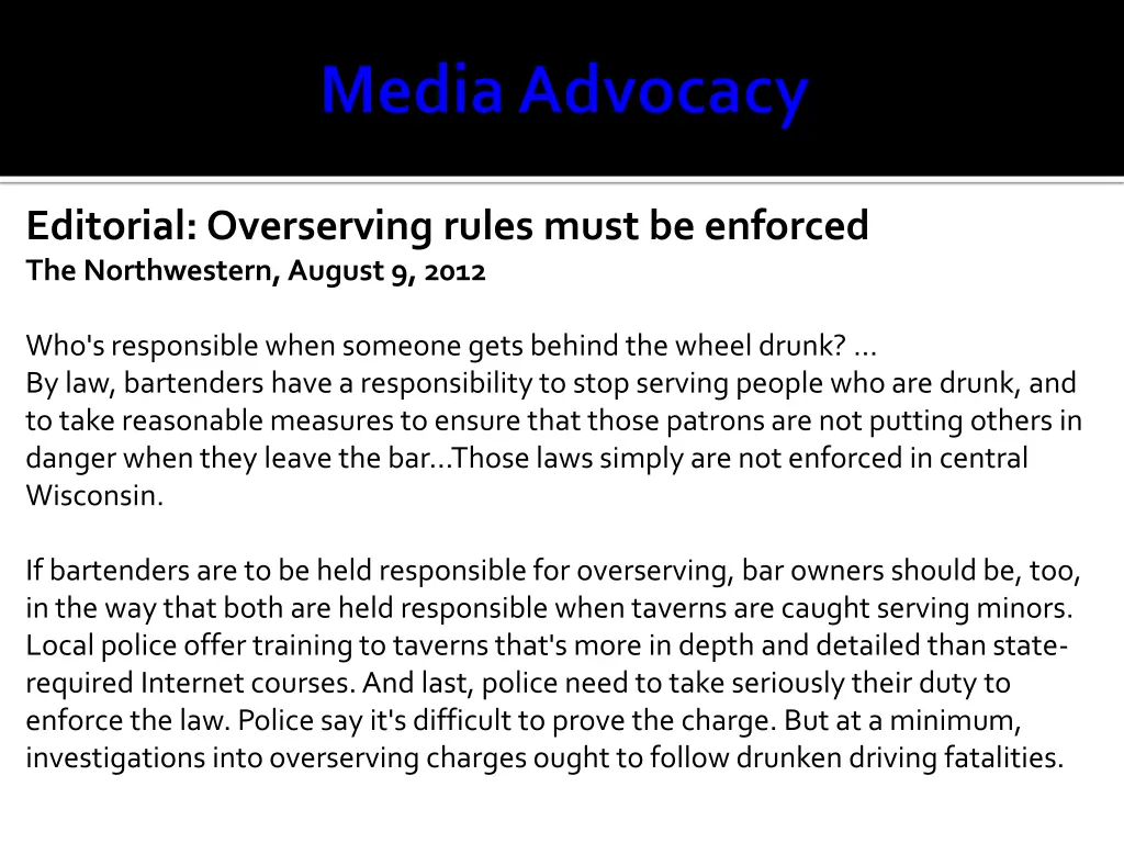 editorial overserving rules must be enforced