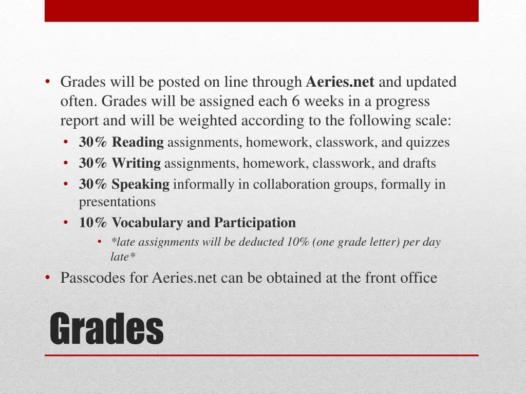 grades will be posted on line through aeries