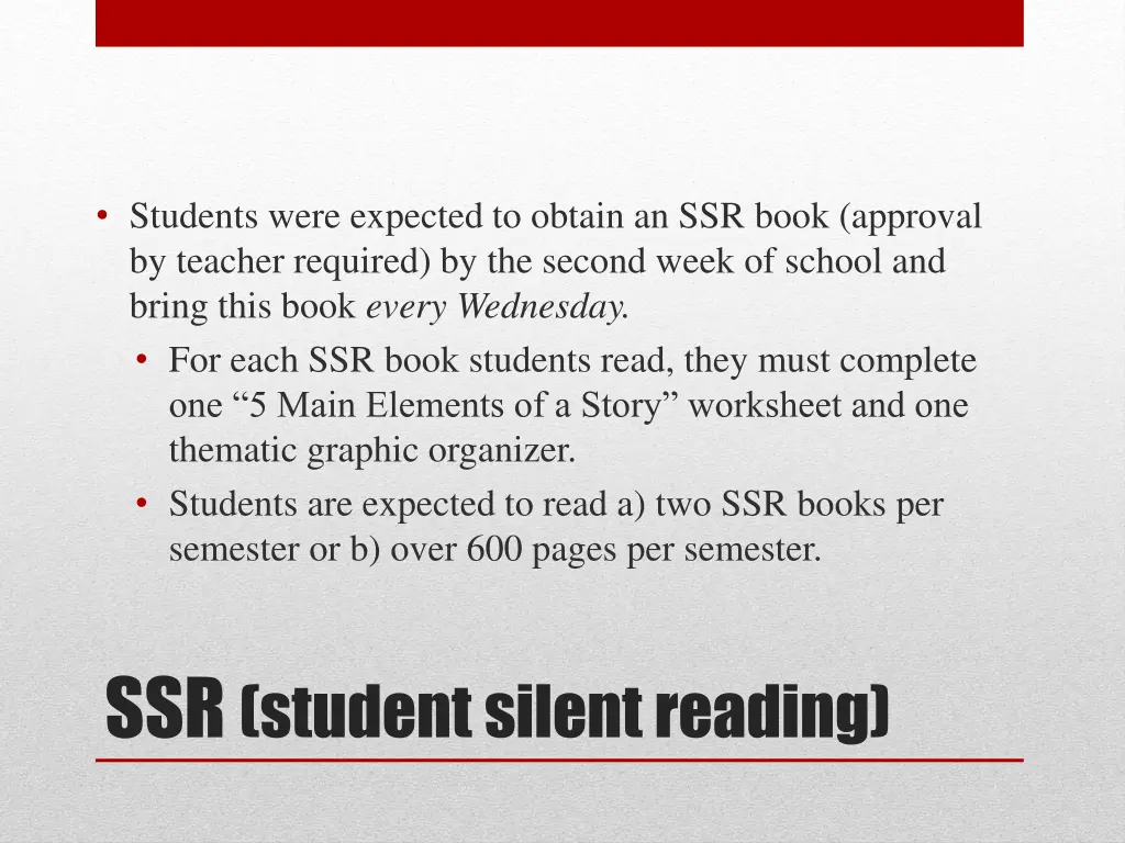 students were expected to obtain an ssr book