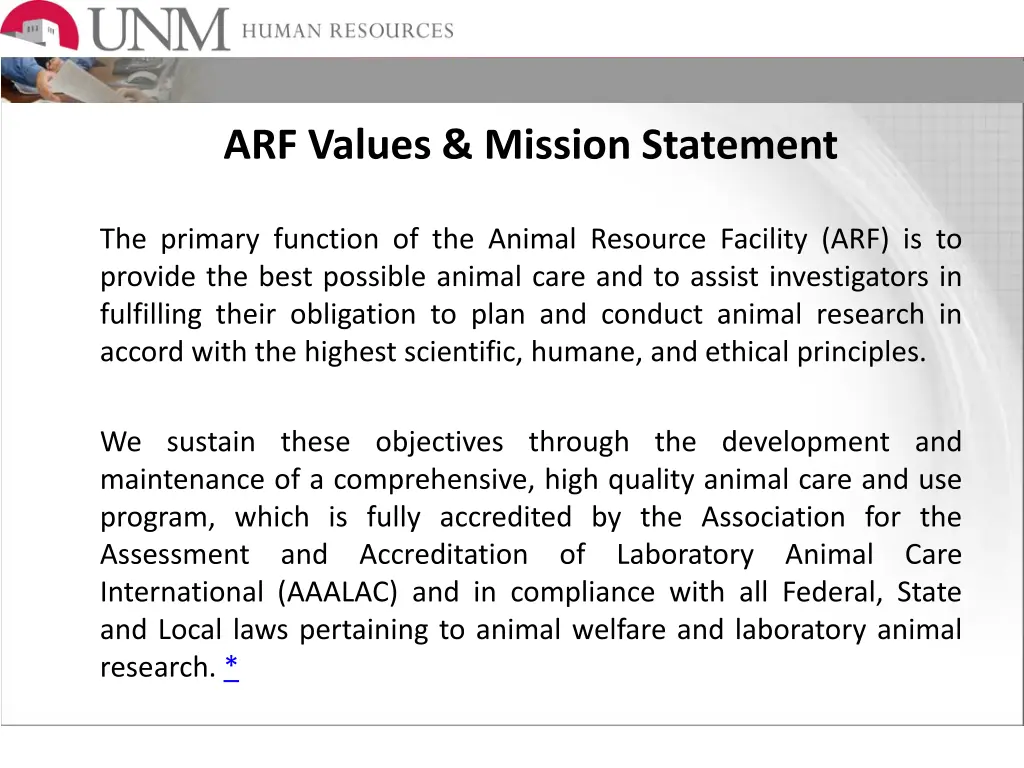 arf values mission statement