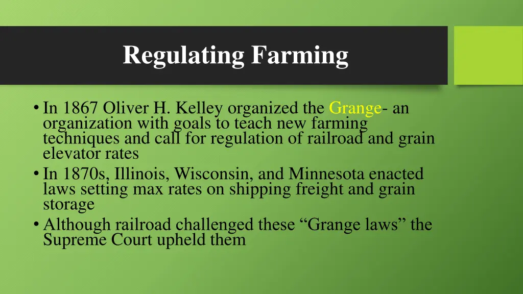 regulating farming