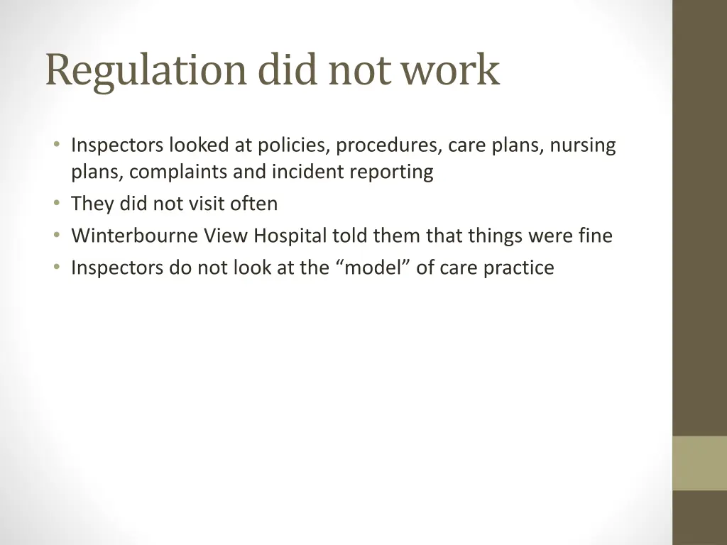 regulation did not work