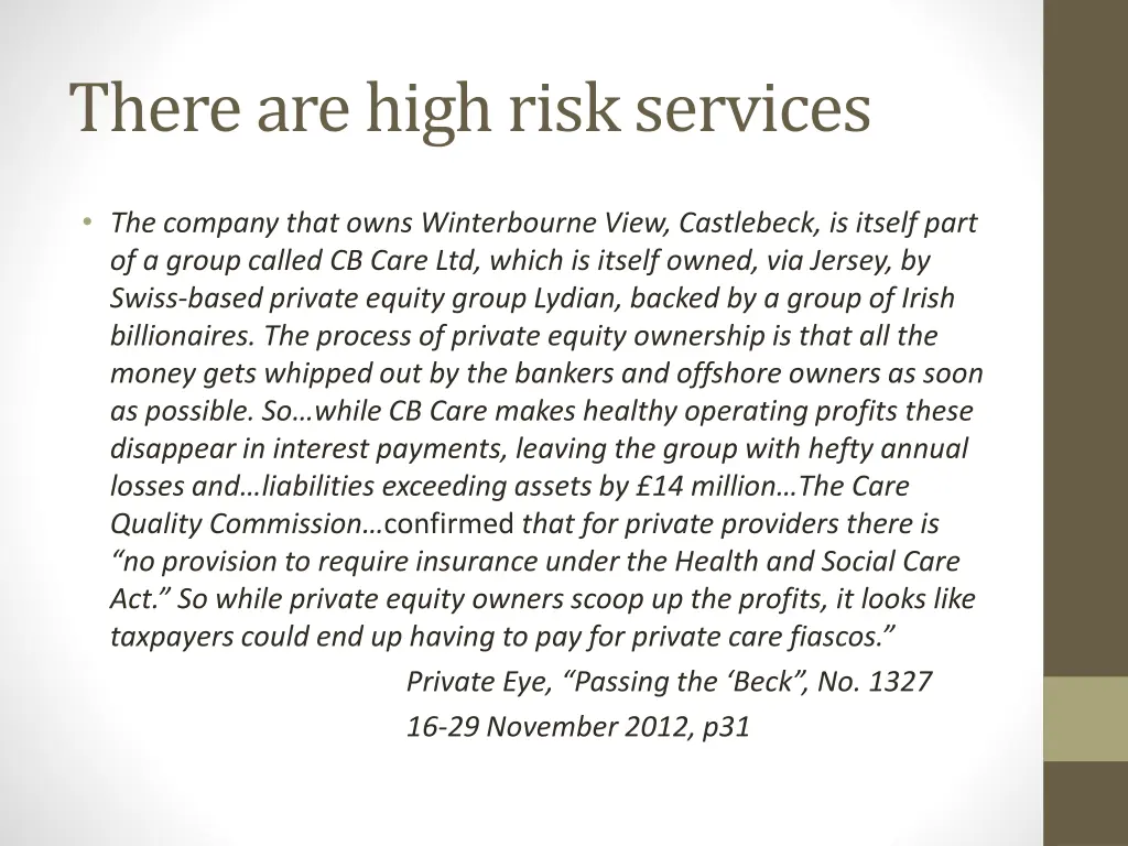 there are high risk services