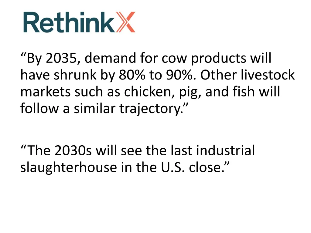 by 2035 demand for cow products will have shrunk