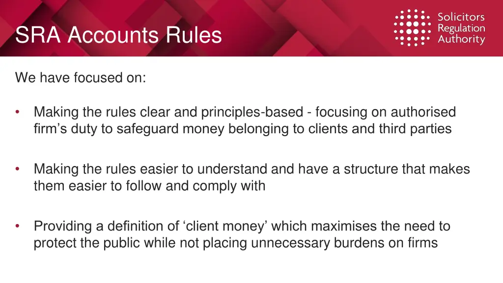 sra accounts rules