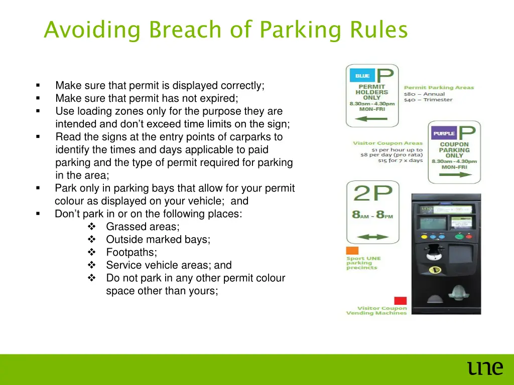 avoiding breach of parking rules