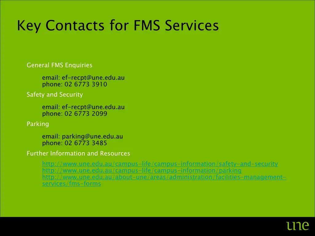 key contacts for fms services