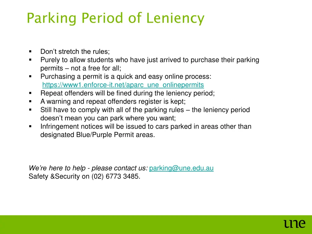 parking period of leniency