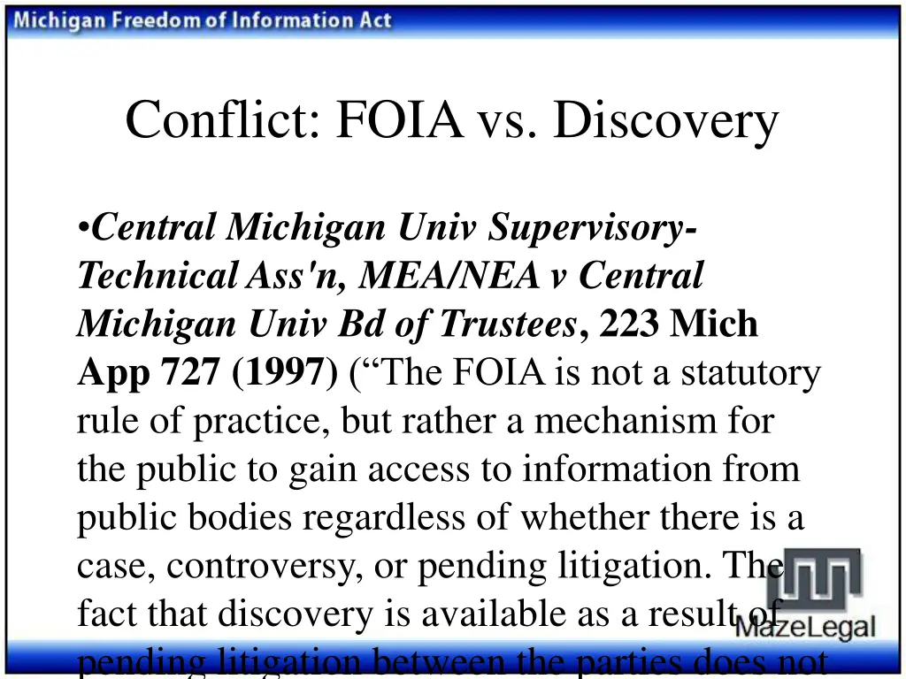 conflict foia vs discovery