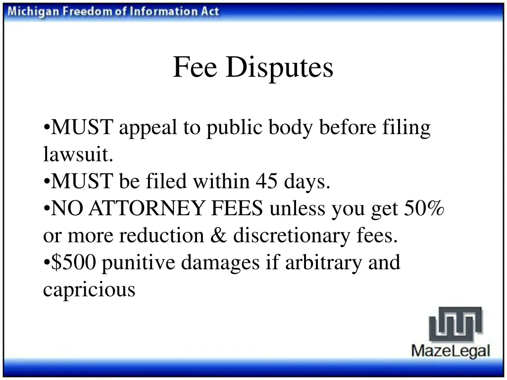 fee disputes