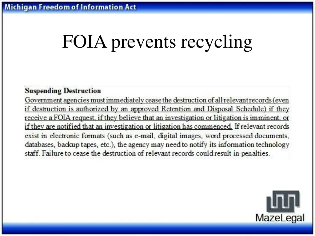 foia prevents recycling