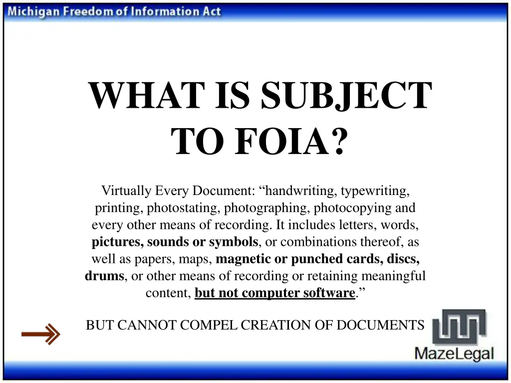 what is subject to foia