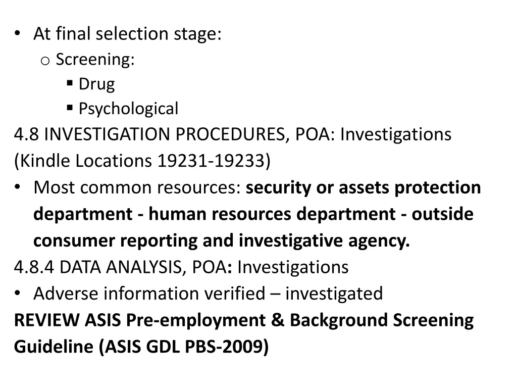 at final selection stage o screening drug