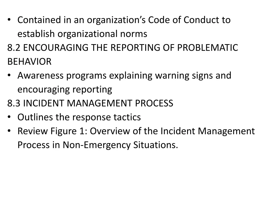 contained in an organization s code of conduct