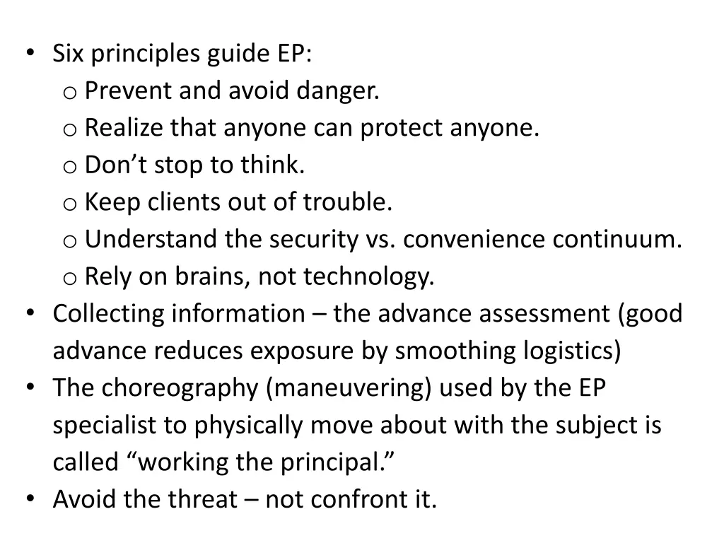 six principles guide ep o prevent and avoid