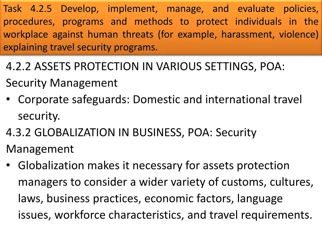 task 4 2 5 develop implement manage and evaluate