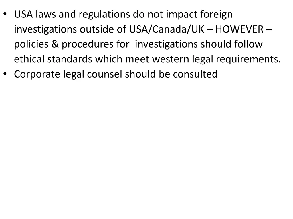 usa laws and regulations do not impact foreign