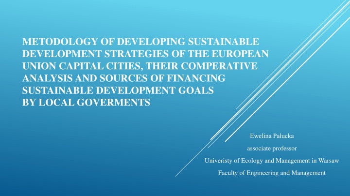 metodology of developing sustainable development