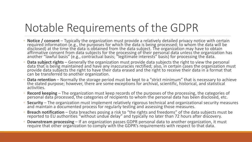 notable requirements of the gdpr