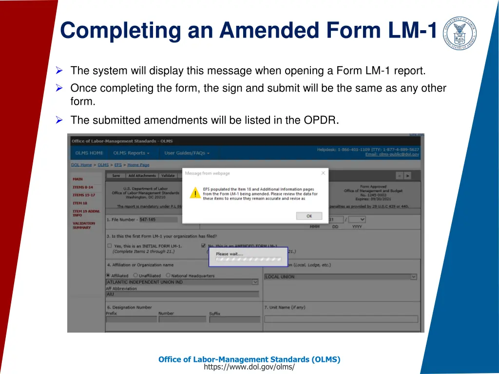 completing an amended form lm 1