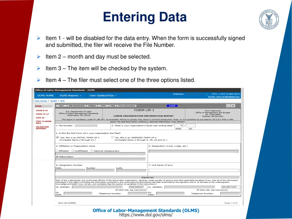 entering data